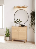 Indoor Duo Sconce with Yellow Travertine and Wood Finish