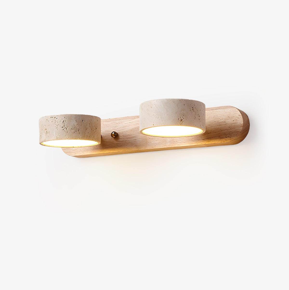 Indoor Duo Sconce with Yellow Travertine and Wood Finish