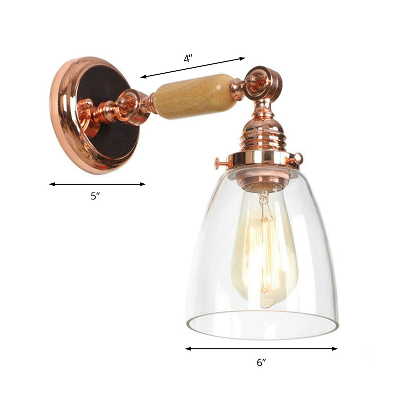 Industrial Clear Glass Conical Wall Light with Dome Shade