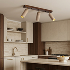 Industrial Wood and Concrete Ceiling Light with Adjustable Spotlights