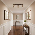 Industrial Wood and Concrete Ceiling Light with Adjustable Spotlights