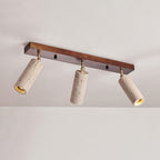 Industrial Wood and Concrete Ceiling Light with Adjustable Spotlights