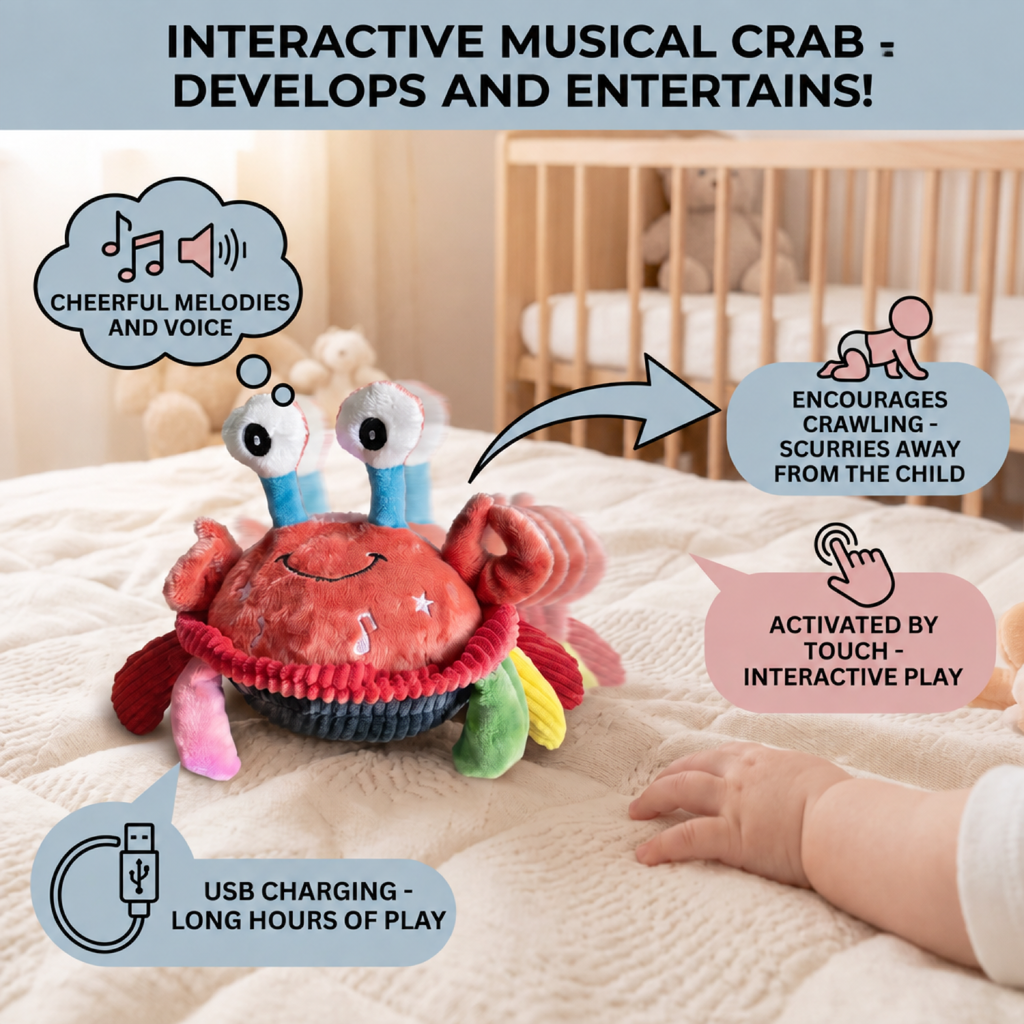 Interactive Musical Crab Toy with Voice Function