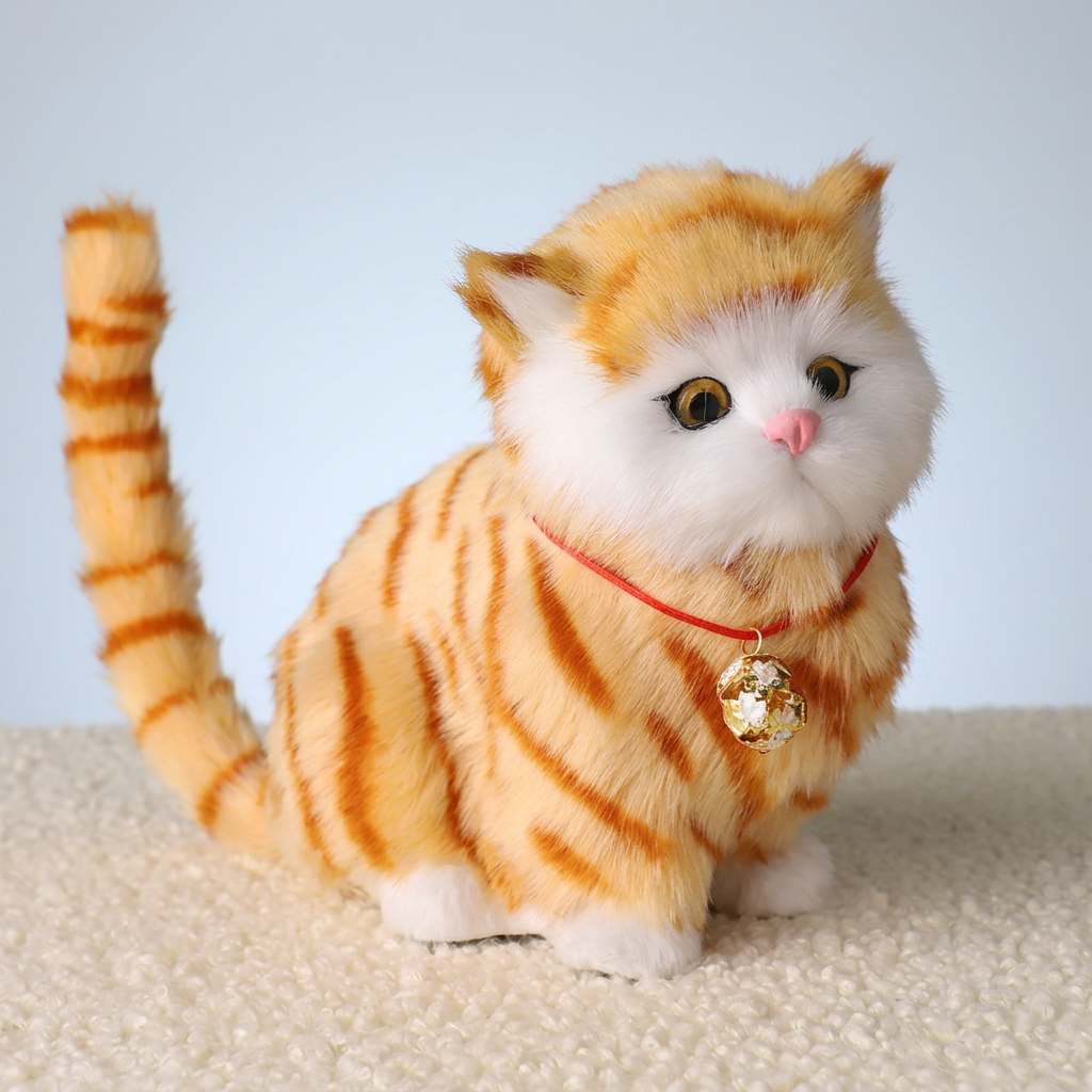 Interactive Realistic Tabby Robot Kitten, Walking and Meowing Robot Cat