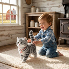 Interactive Realistic Tabby Robot Kitten, Walking and Meowing Robot Cat
