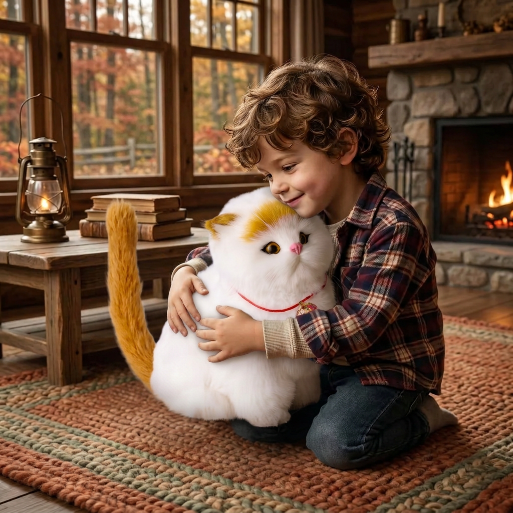 Interactive Realistic Tabby Robot Kitten, Walking and Meowing Robot Cat