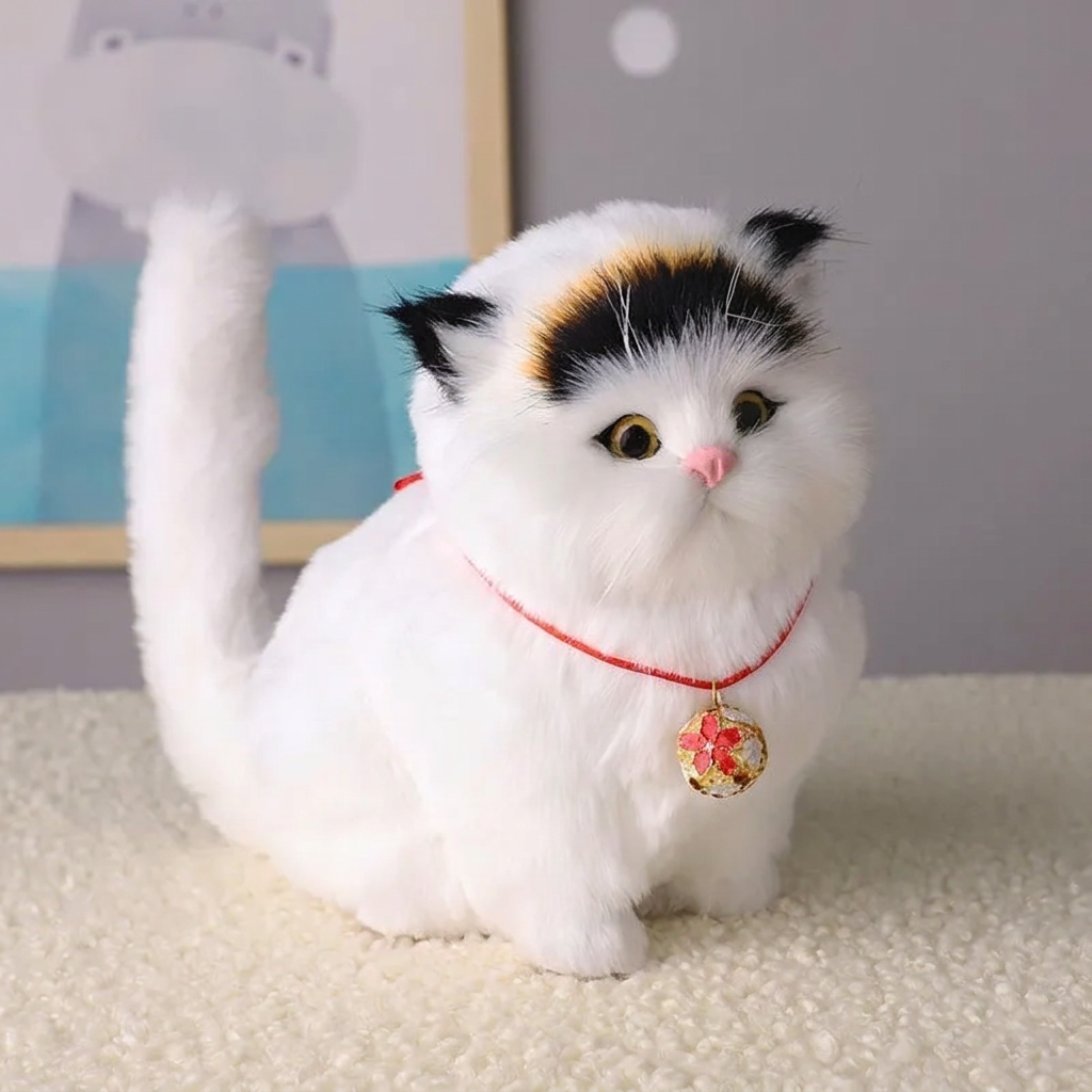 Interactive Realistic Tabby Robot Kitten, Walking and Meowing Robot Cat
