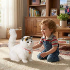 Interactive Realistic Tabby Robot Kitten, Walking and Meowing Robot Cat