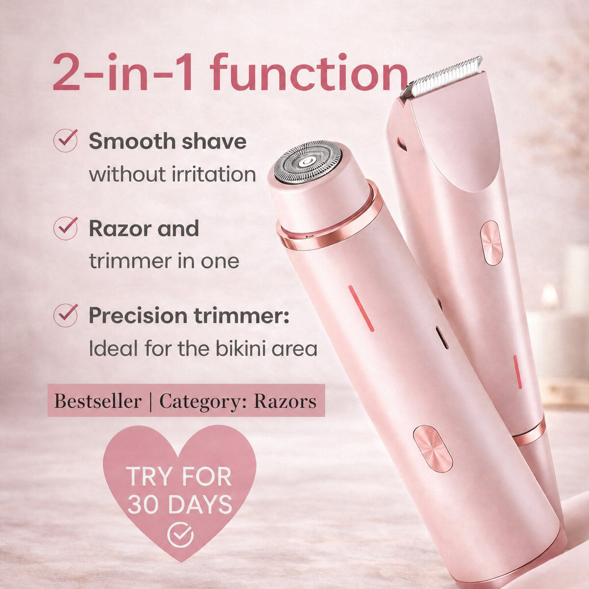 Intimate trimmer for women with 2 attachments | IntimLisse
