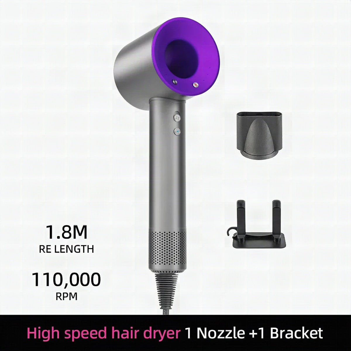 Ionic hair dryer with 200 million negative ions and intelligent temperature control