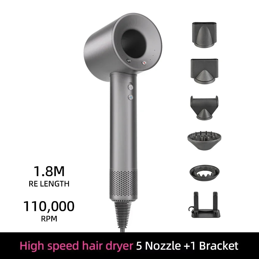 Ionic hair dryer with 200 million negative ions and intelligent temperature control