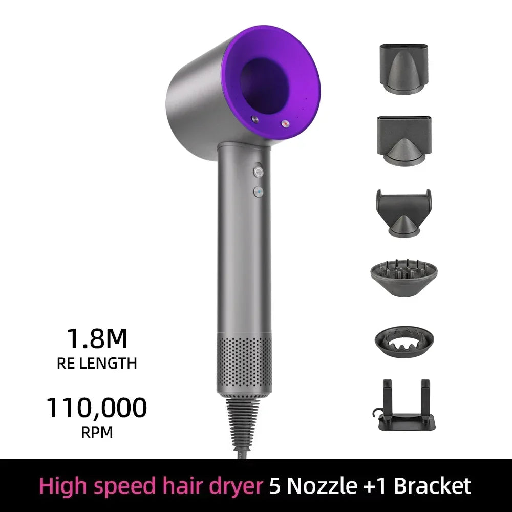 Ionic hair dryer with 200 million negative ions and intelligent temperature control
