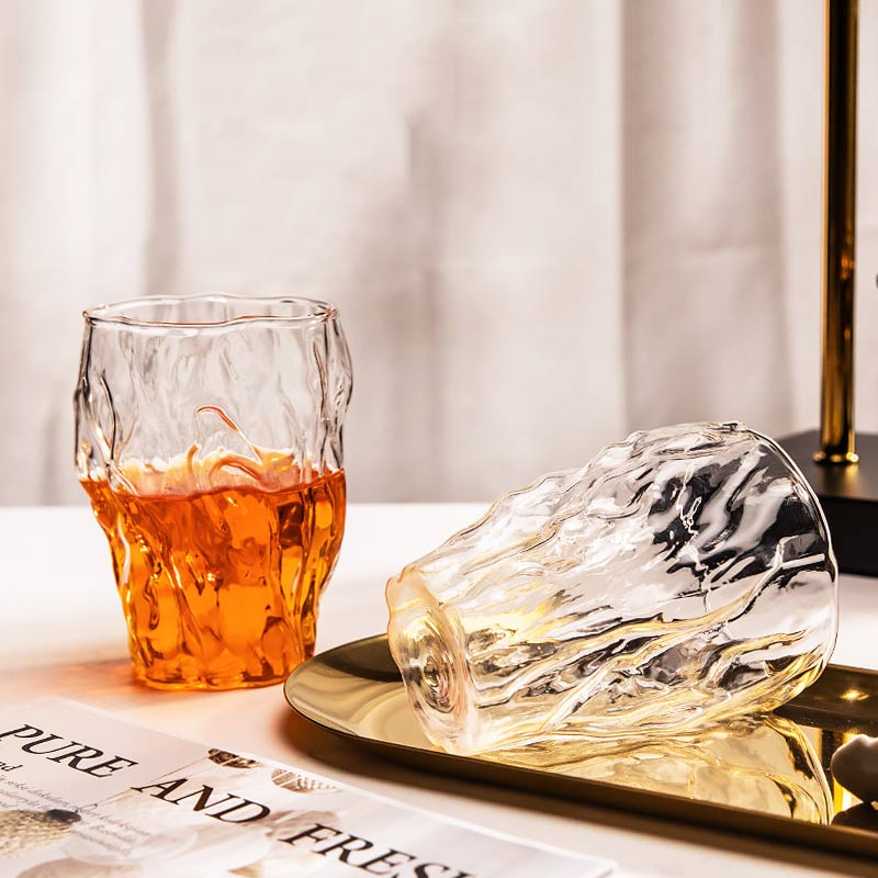 Japanese hammered irregular glass mug