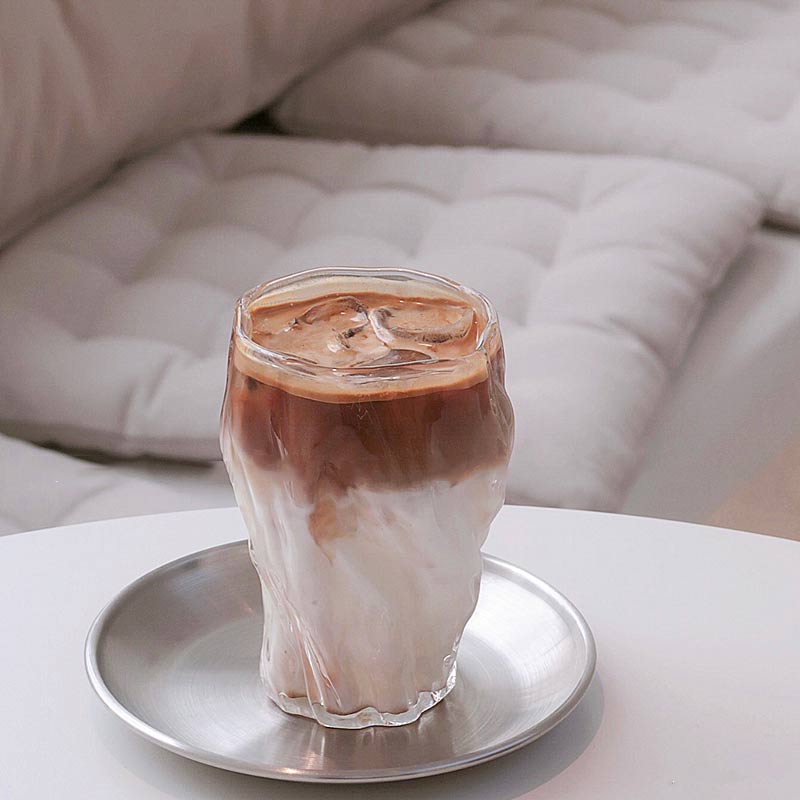 Japanese hammered irregular glass mug