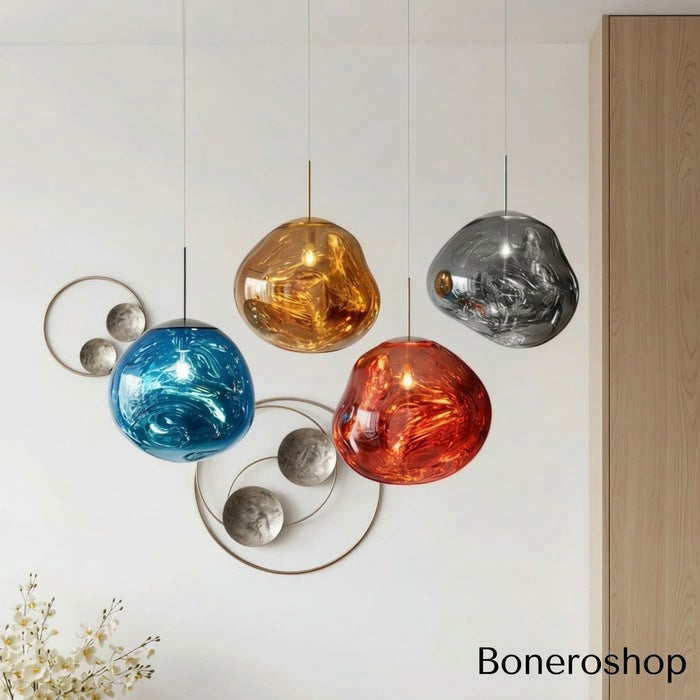 Jessamy | Molten Acrylic Globe Pendant Light with Mirrored Finish for Dining and Kitchen Spaces