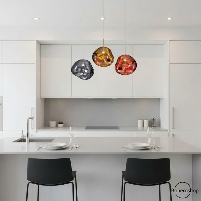 Jessamy | Molten Acrylic Globe Pendant Light with Mirrored Finish for Dining and Kitchen Spaces