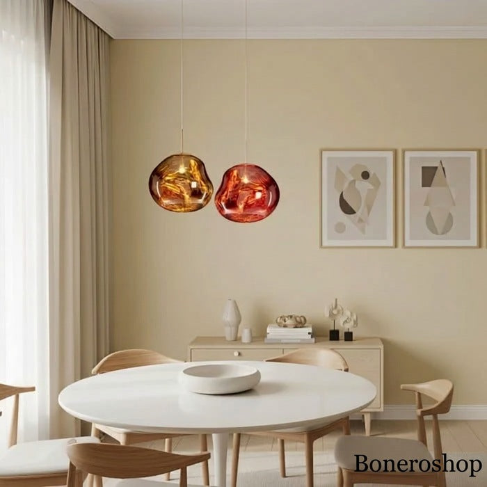 Jessamy | Molten Acrylic Globe Pendant Light with Mirrored Finish for Dining and Kitchen Spaces