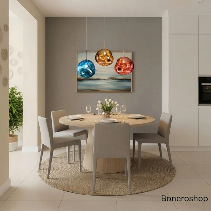 Jessamy | Molten Acrylic Globe Pendant Light with Mirrored Finish for Dining and Kitchen Spaces