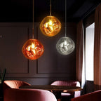 Jessamy | Molten Acrylic Globe Pendant Light with Mirrored Finish for Dining and Kitchen Spaces
