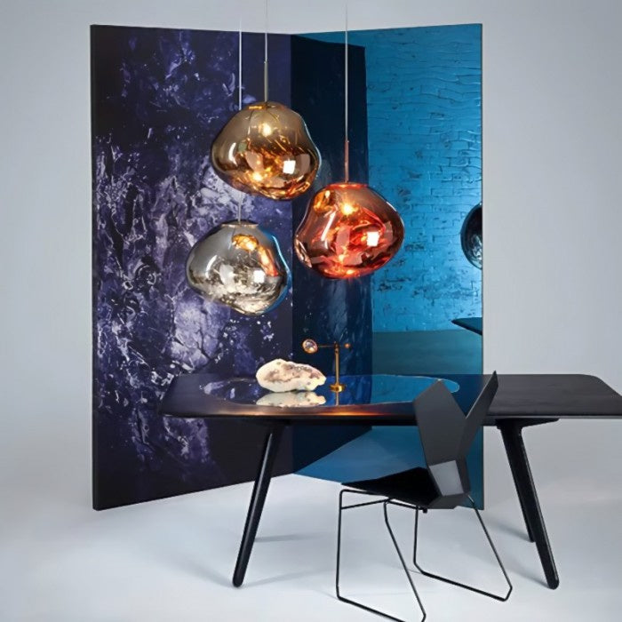 Jessamy | Molten Acrylic Globe Pendant Light with Mirrored Finish for Dining and Kitchen Spaces