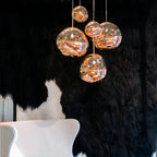 Jessamy | Molten Acrylic Globe Pendant Light with Mirrored Finish for Dining and Kitchen Spaces