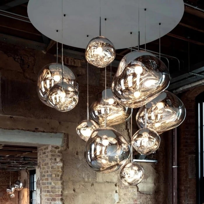 Jessamy | Molten Acrylic Globe Pendant Light with Mirrored Finish for Dining and Kitchen Spaces