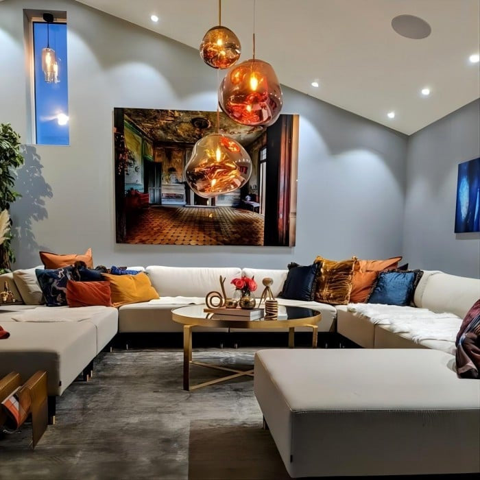 Jessamy | Molten Acrylic Globe Pendant Light with Mirrored Finish for Dining and Kitchen Spaces
