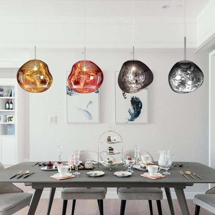 Jessamy | Molten Acrylic Globe Pendant Light with Mirrored Finish for Dining and Kitchen Spaces