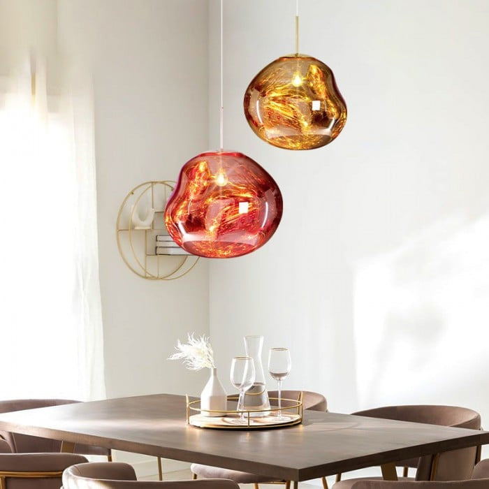 Jessamy | Molten Acrylic Globe Pendant Light with Mirrored Finish for Dining and Kitchen Spaces