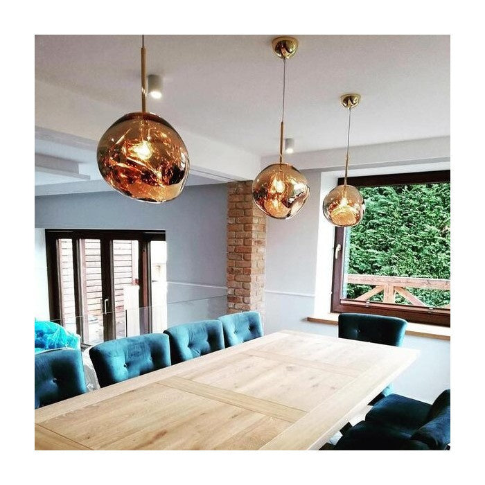 Jessamy | Molten Acrylic Globe Pendant Light with Mirrored Finish for Dining and Kitchen Spaces