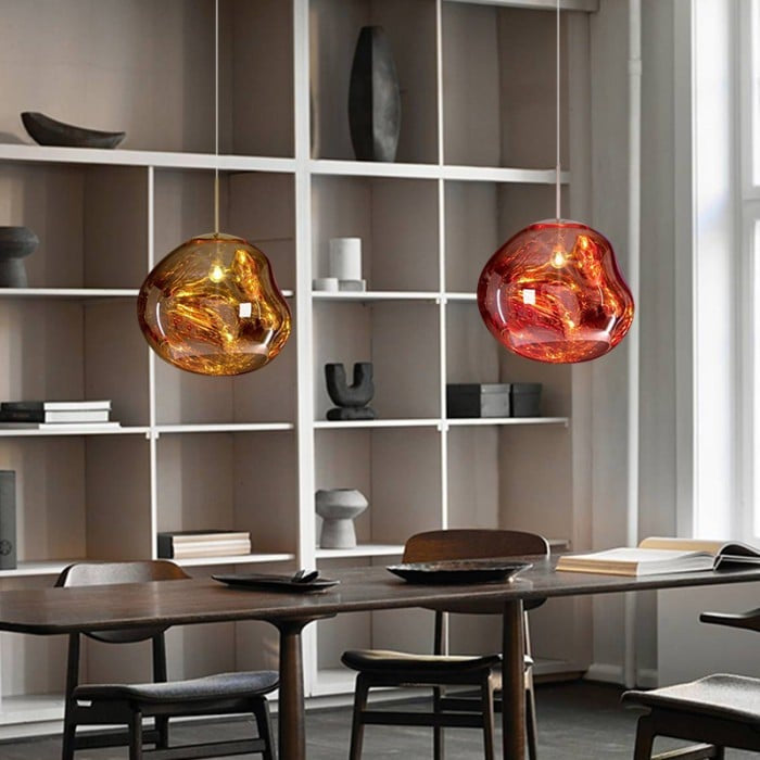 Jessamy | Molten Acrylic Globe Pendant Light with Mirrored Finish for Dining and Kitchen Spaces