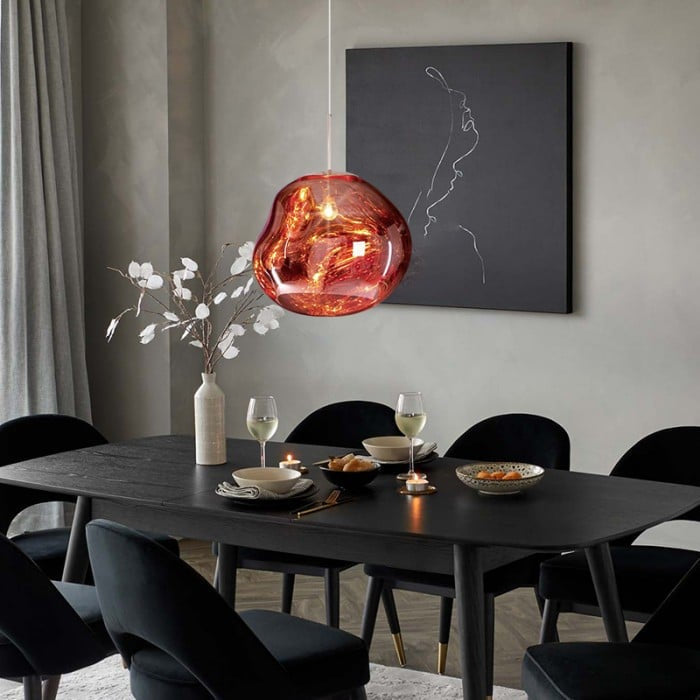 Jessamy | Molten Acrylic Globe Pendant Light with Mirrored Finish for Dining and Kitchen Spaces