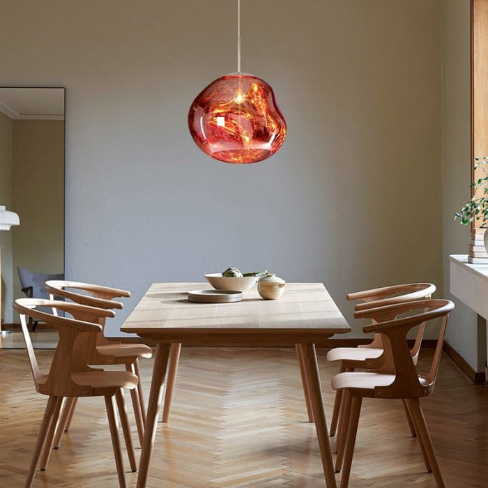 Jessamy | Molten Acrylic Globe Pendant Light with Mirrored Finish for Dining and Kitchen Spaces