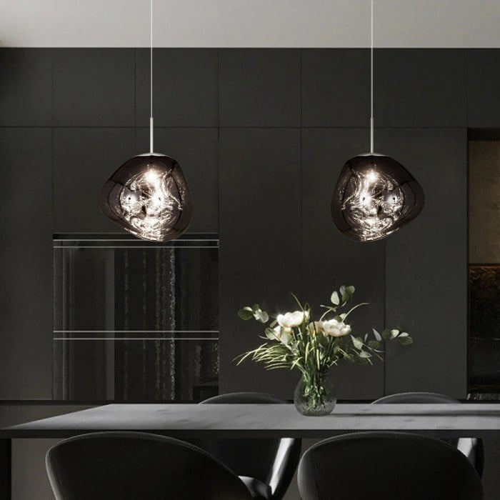 Jessamy | Molten Acrylic Globe Pendant Light with Mirrored Finish for Dining and Kitchen Spaces