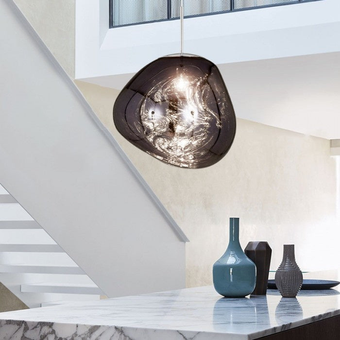 Jessamy | Molten Acrylic Globe Pendant Light with Mirrored Finish for Dining and Kitchen Spaces