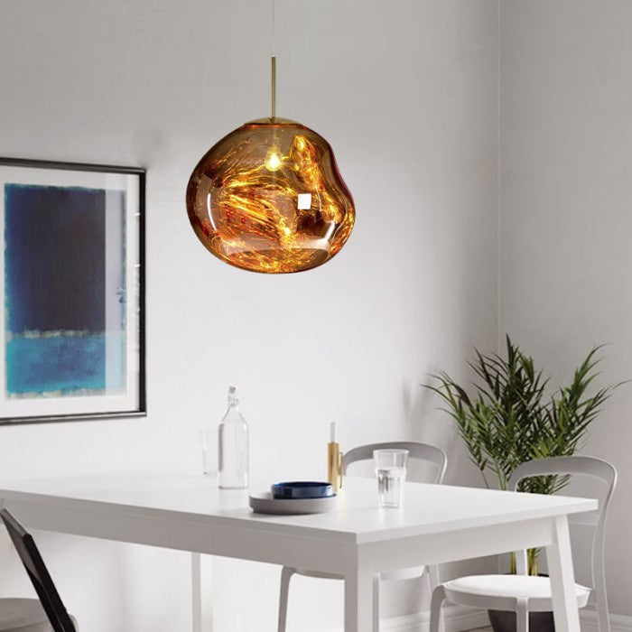 Jessamy | Molten Acrylic Globe Pendant Light with Mirrored Finish for Dining and Kitchen Spaces
