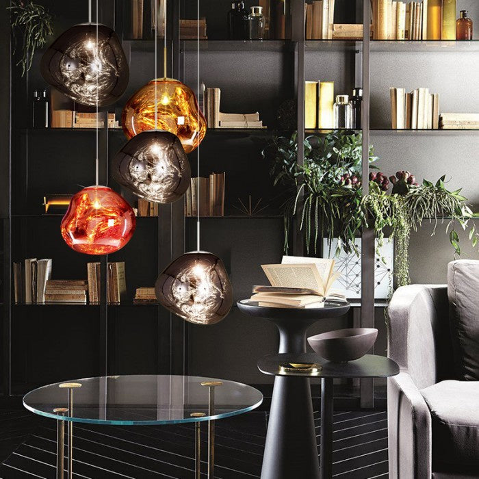 Jessamy | Molten Acrylic Globe Pendant Light with Mirrored Finish for Dining and Kitchen Spaces
