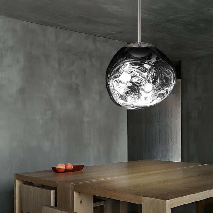 Jessamy | Molten Acrylic Globe Pendant Light with Mirrored Finish for Dining and Kitchen Spaces