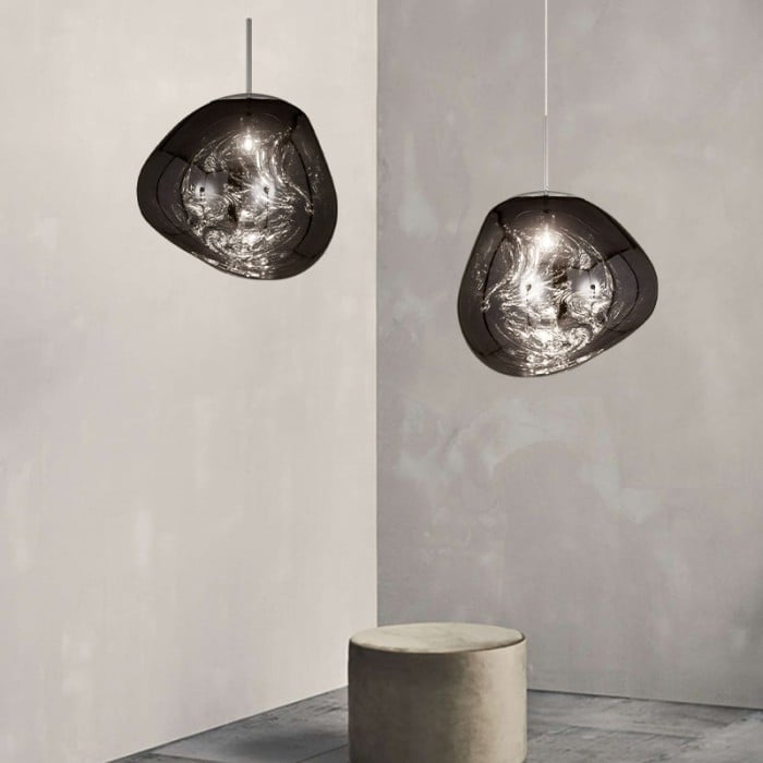 Jessamy | Molten Acrylic Globe Pendant Light with Mirrored Finish for Dining and Kitchen Spaces