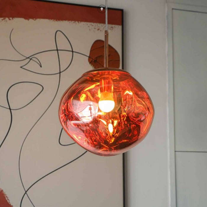 Jessamy | Molten Acrylic Globe Pendant Light with Mirrored Finish for Dining and Kitchen Spaces