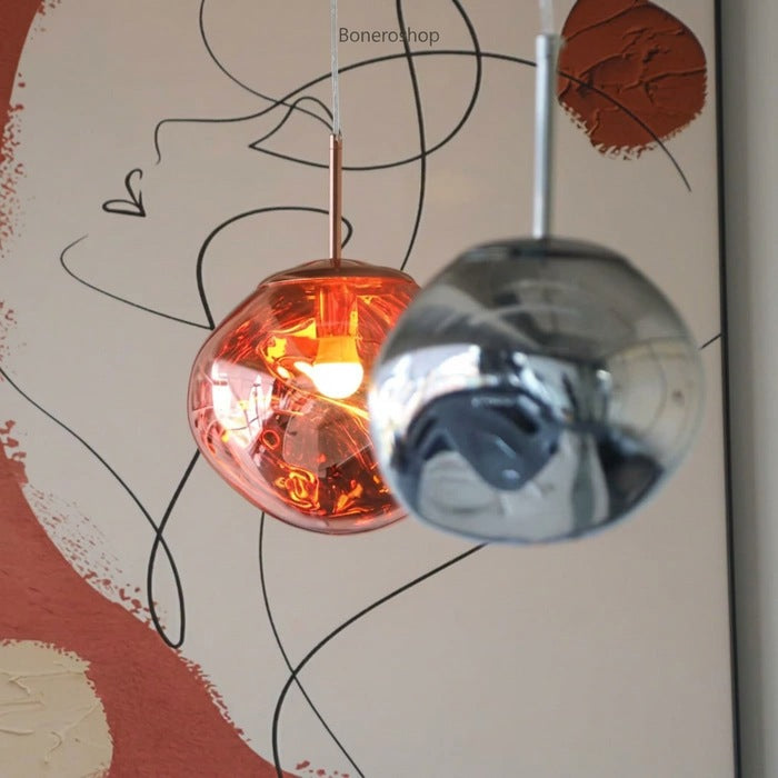 Jessamy | Molten Acrylic Globe Pendant Light with Mirrored Finish for Dining and Kitchen Spaces