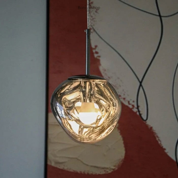 Jessamy | Molten Acrylic Globe Pendant Light with Mirrored Finish for Dining and Kitchen Spaces