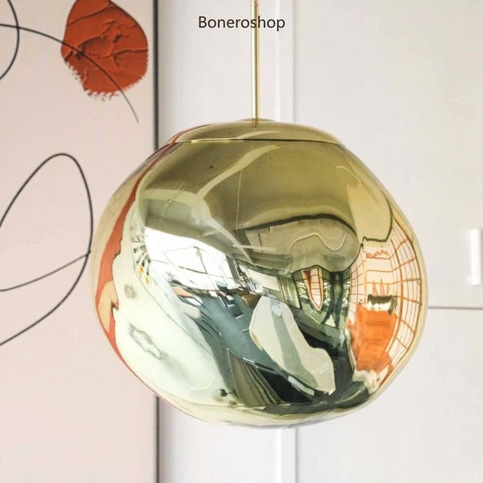 Jessamy | Molten Acrylic Globe Pendant Light with Mirrored Finish for Dining and Kitchen Spaces