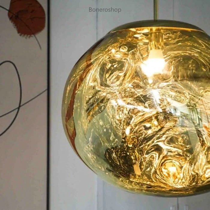 Jessamy | Molten Acrylic Globe Pendant Light with Mirrored Finish for Dining and Kitchen Spaces