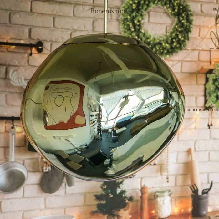 Jessamy | Molten Acrylic Globe Pendant Light with Mirrored Finish for Dining and Kitchen Spaces