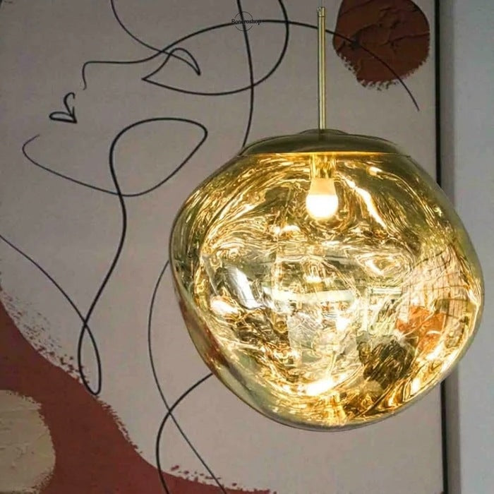 Jessamy | Molten Acrylic Globe Pendant Light with Mirrored Finish for Dining and Kitchen Spaces