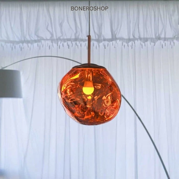 Jessamy | Molten Acrylic Globe Pendant Light with Mirrored Finish for Dining and Kitchen Spaces
