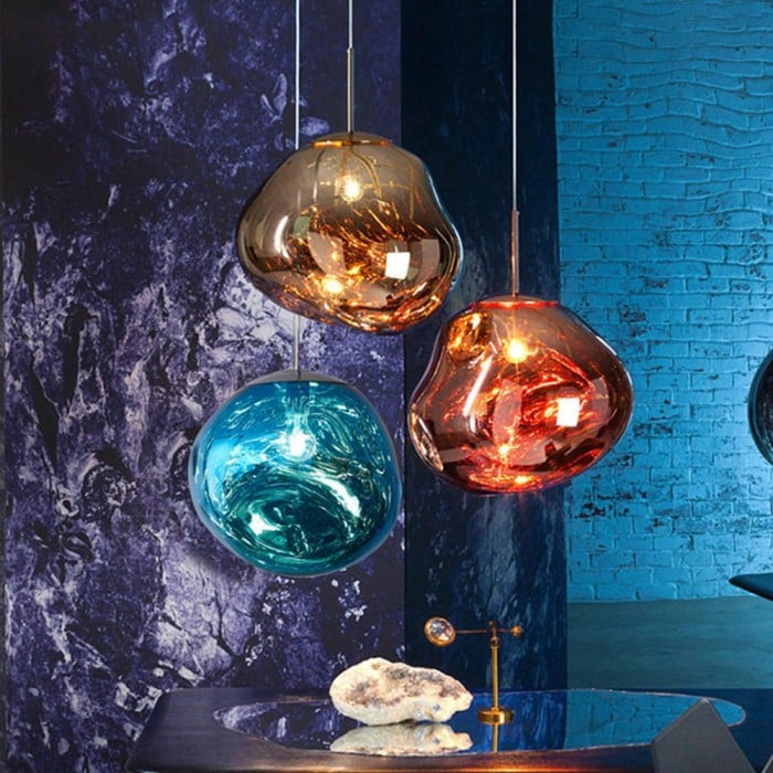 Jessamy | Molten Acrylic Globe Pendant Light with Mirrored Finish for Dining and Kitchen Spaces