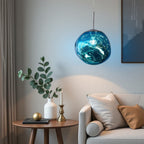 Jessamy | Molten Acrylic Globe Pendant Light with Mirrored Finish for Dining and Kitchen Spaces