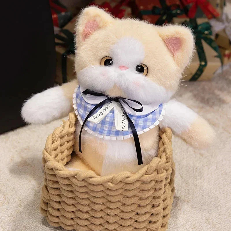 Kawaii Cat Plush Family with Collar